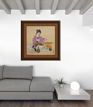 Asian Beauty - Beautiful Chinese Woman Painting living room view