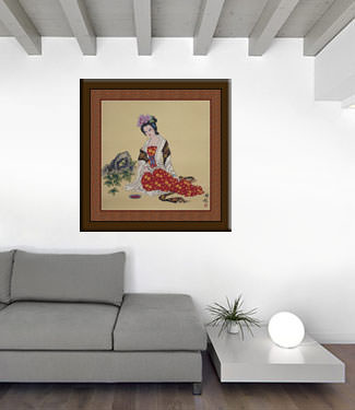 Beautiful Asian Woman Painting living room view