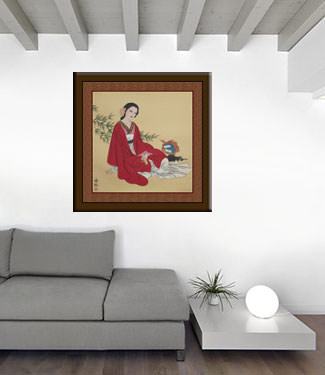 Elegant Asian Woman Artwork living room view