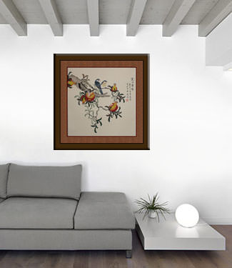 Chinese Bird, Flower and Fruit Painting living room view