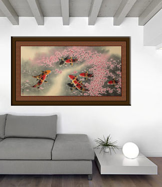 Koi Fish and Plum Blossoms living room view
