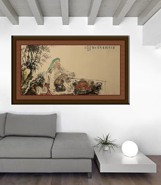 Jiang Ziya Goes Fishing - Huge Chinese Painting living room view