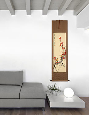 Fragrance of Snow - Chinese Bird and Flower Scroll living room view