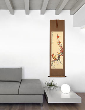 Fragrance of Snow - Chinese Bird and Flower Scroll living room view
