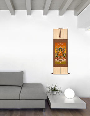 Tibetan Buddha Print - Wall Scroll living room view