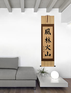 Furinkazan - Japanese Kanji Calligraphy Hanging Scroll living room view