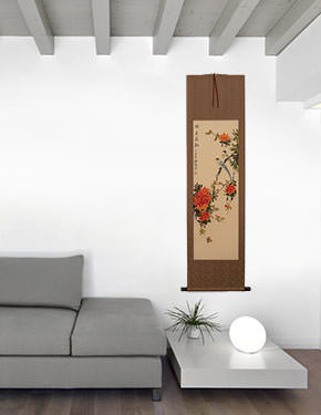 Bright Colors - Bird & Flower Wall Scroll living room view