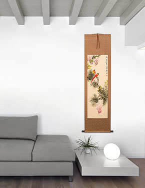 Song of Birds - Chinese Bird and Flower Scroll living room view