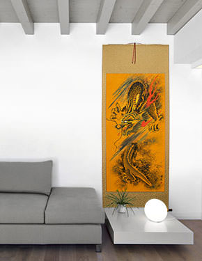 Huge Dragon Chinese Scroll living room view