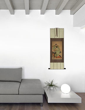 Portrait of a Chinese Man - Tojinbutsu - Print Reproduction Wall Scroll living room view