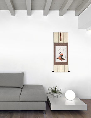 The Courtesan Kasugano Writing a Letter - Japanese Print Repro - Wall Scroll living room view