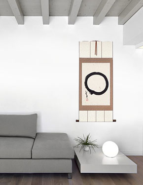 Enso Japanese Symbol - Large Wall Scroll living room view