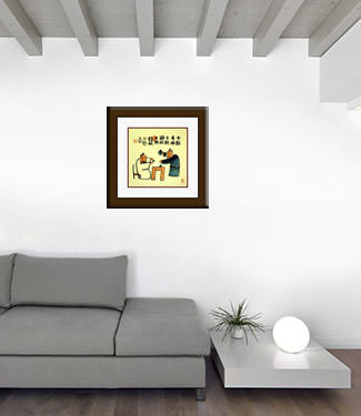 Handmade Drink Up Today, Worry Tomorrow - Chinese Story Art Painting living room view